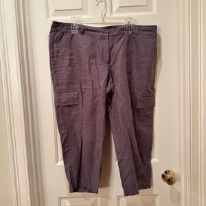 Eileen Fisher Organic Linen Grey Cargo Capris